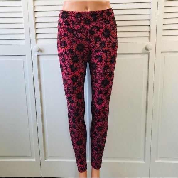 LULAROE Pink Floral Leggings One Size - Picture 1 of 10